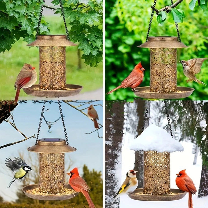 Zeitgenössischer Retro Solar wasserdichter Eisen vogelhaus hängend hohl laterne LED Außenbeleuchtung landschaftsbeleuchtung für Garten | Karnz