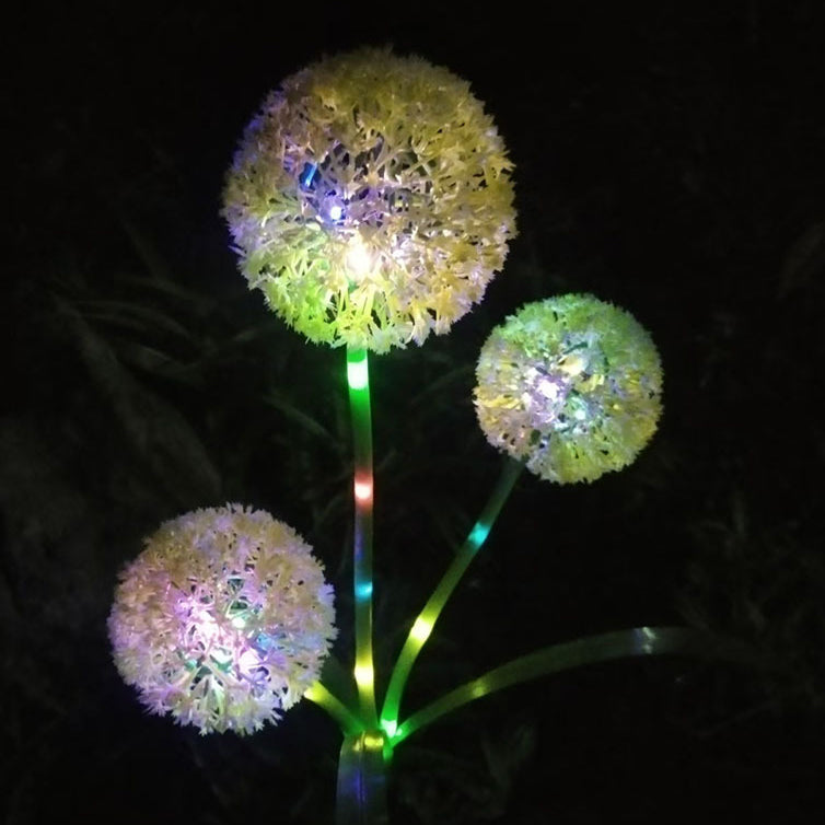 Solarbetriebene, wasserdichte LED-Außenleuchte mit Löwenzahn-Motiv, Edelstahl, ABS-Kupferdraht und Erdungsstecker für Garten