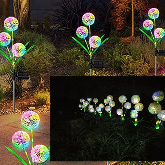 Solarbetriebene, wasserdichte LED-Außenleuchte mit Löwenzahn-Motiv, Edelstahl, ABS-Kupferdraht und Erdungsstecker für Garten