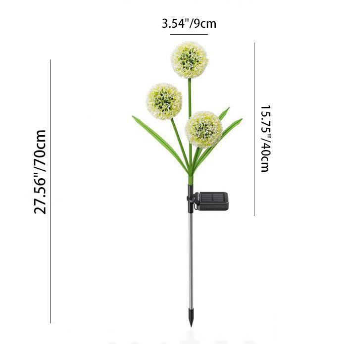 Solarbetriebene, wasserdichte LED-Außenleuchte mit Löwenzahn-Motiv, Edelstahl, ABS-Kupferdraht und Erdungsstecker für Garten