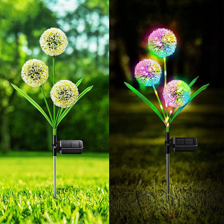 Solarbetriebene, wasserdichte LED-Außenleuchte mit Löwenzahn-Motiv, Edelstahl, ABS-Kupferdraht und Erdungsstecker für Garten