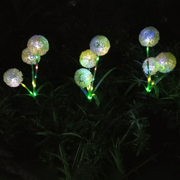 Solarbetriebene, wasserdichte LED-Außenleuchte mit Löwenzahn-Motiv, Edelstahl, ABS-Kupferdraht und Erdungsstecker für Garten