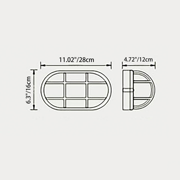 Zeitgenössische Industrie wasserdicht Aluminium Glas satiniert oval gestreift 1-Licht Wand Sconce Lampe für Außenpatio | Karnz