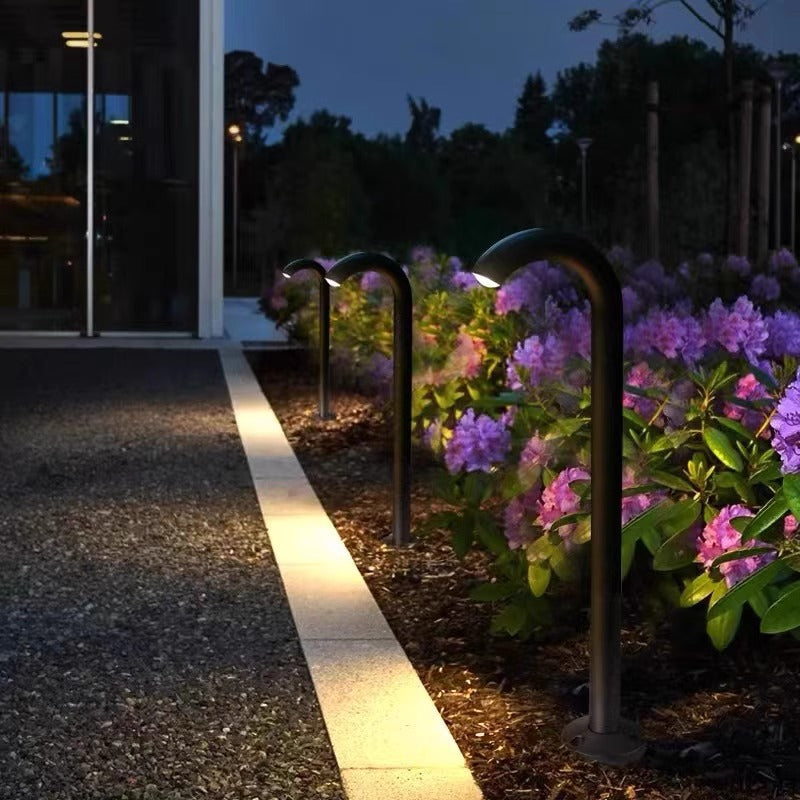 Zeitgenössische industrielle wasserdichte Aluminiumverstärkte Glas gebogene Röhren LED Außenleuchte Landschaftsbeleuchtung für Garten | Karnz