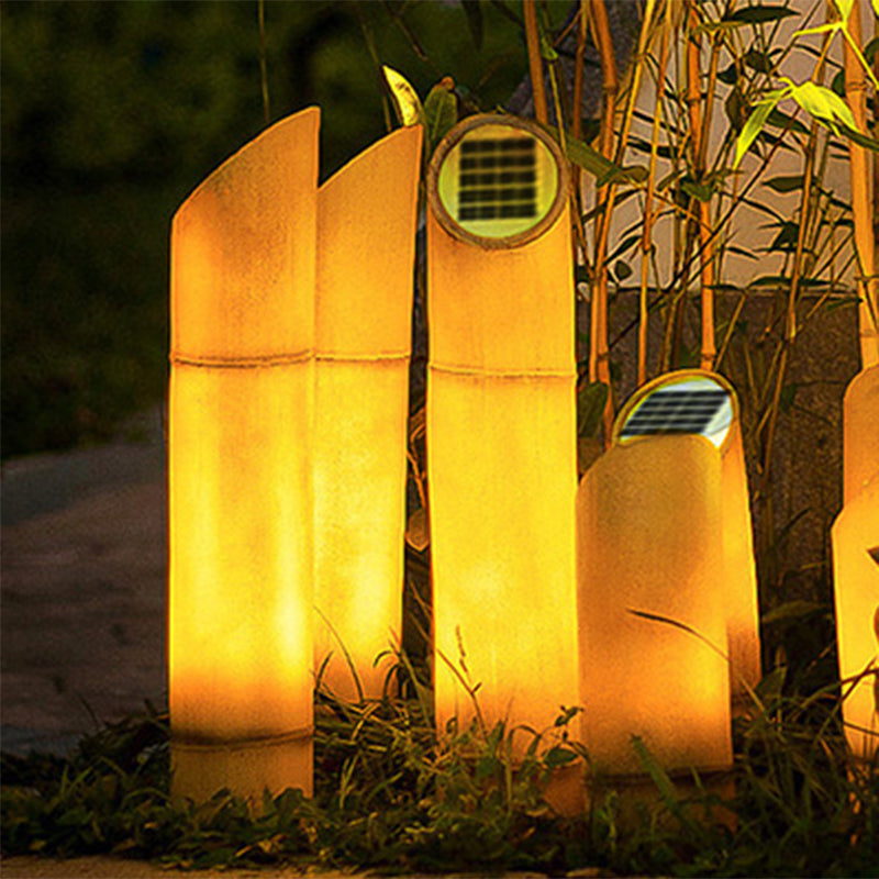 Zeitgenössische kreative wasserdichte Solarharz-Bambus-LED-Landschaftsbeleuchtung Außenleuchte für Garten | Karnz