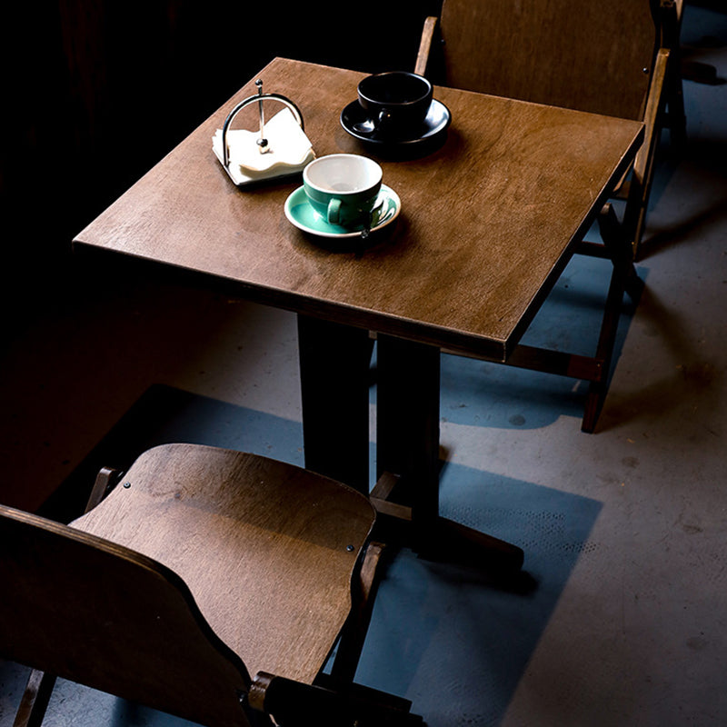 Zeitgenössisches Retro Massivholz Sperrholz & Eisen Runde Quadratische Kaffeetisch- und Stuhlset für Balkon & Wohnzimmer | Karnz