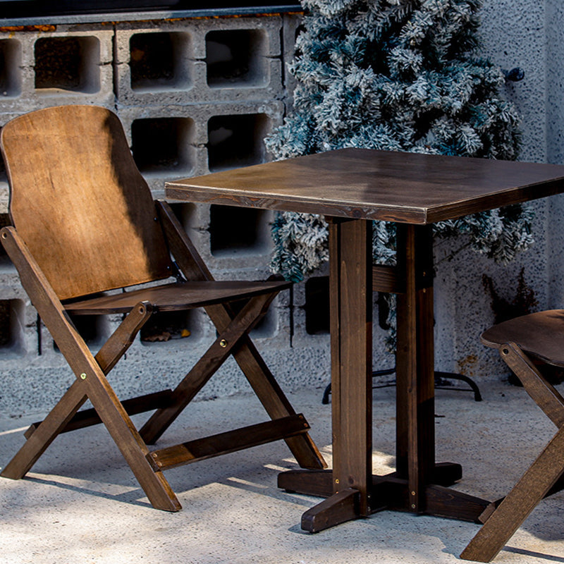 Zeitgenössisches Retro Massivholz Sperrholz & Eisen Runde Quadratische Kaffeetisch- und Stuhlset für Balkon & Wohnzimmer | Karnz