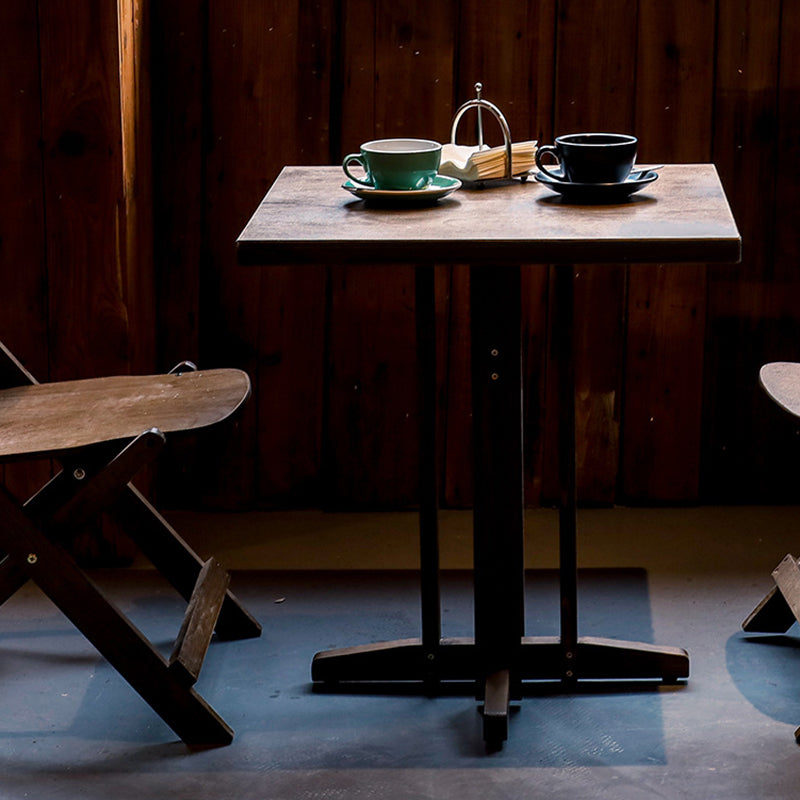 Zeitgenössisches Retro Massivholz Sperrholz & Eisen Runde Quadratische Kaffeetisch- und Stuhlset für Balkon & Wohnzimmer | Karnz