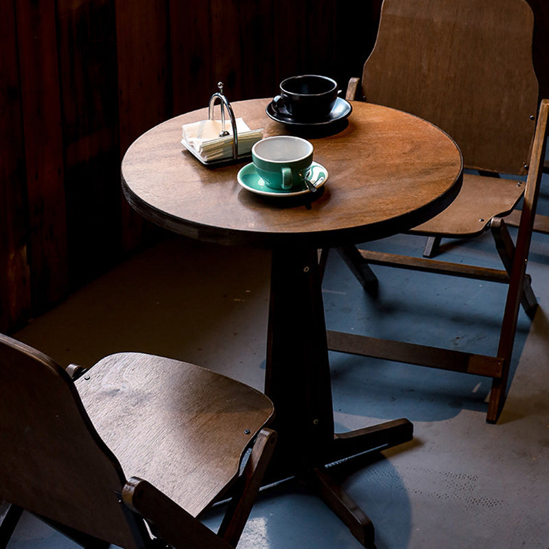 Zeitgenössisches Retro Massivholz Sperrholz & Eisen Runde Quadratische Kaffeetisch- und Stuhlset für Balkon & Wohnzimmer | Karnz