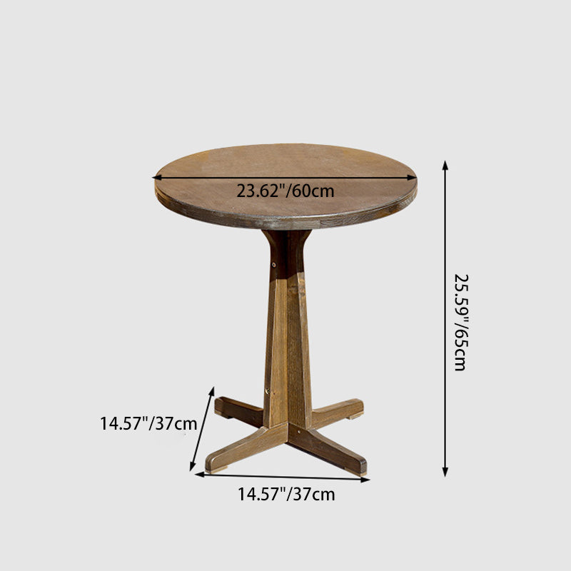 Zeitgenössisches Retro Massivholz Sperrholz & Eisen Runde Quadratische Kaffeetisch- und Stuhlset für Balkon & Wohnzimmer | Karnz
