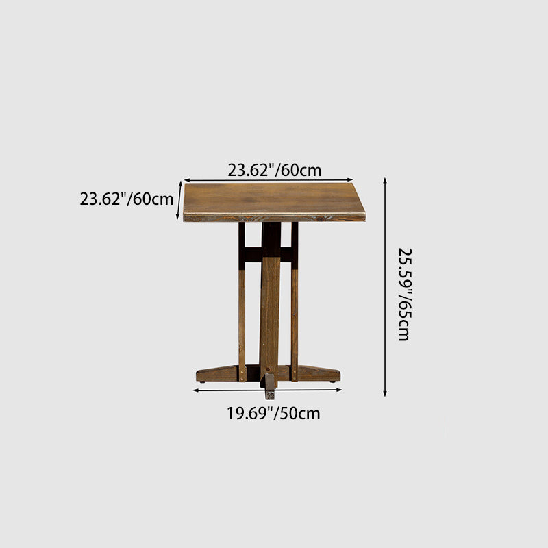Zeitgenössisches Retro Massivholz Sperrholz & Eisen Runde Quadratische Kaffeetisch- und Stuhlset für Balkon & Wohnzimmer | Karnz