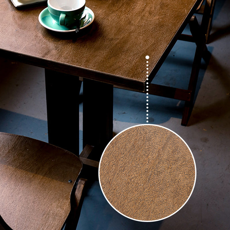 Zeitgenössisches Retro Massivholz Sperrholz & Eisen Runde Quadratische Kaffeetisch- und Stuhlset für Balkon & Wohnzimmer | Karnz