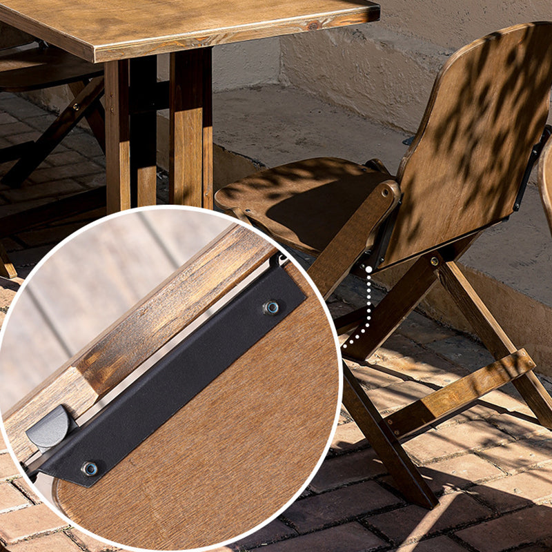 Zeitgenössisches Retro Massivholz Sperrholz & Eisen Runde Quadratische Kaffeetisch- und Stuhlset für Balkon & Wohnzimmer | Karnz