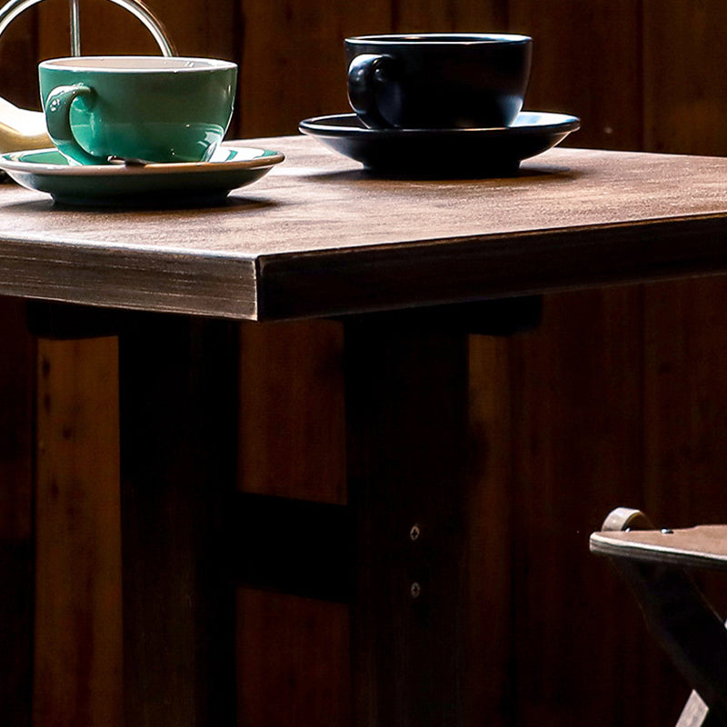 Zeitgenössisches Retro Massivholz Sperrholz & Eisen Runde Quadratische Kaffeetisch- und Stuhlset für Balkon & Wohnzimmer | Karnz