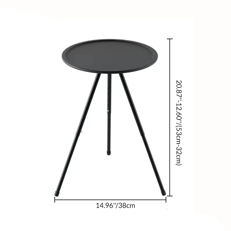 Moderner Minimalistischer Runder Acryl-Nitril-Butadien-Styrol Kunststoff Kohlenstoffstahl Höhe Verstellbarer Faltbarer Beistelltisch 1-Tier Für Außenterrasse | Karnz