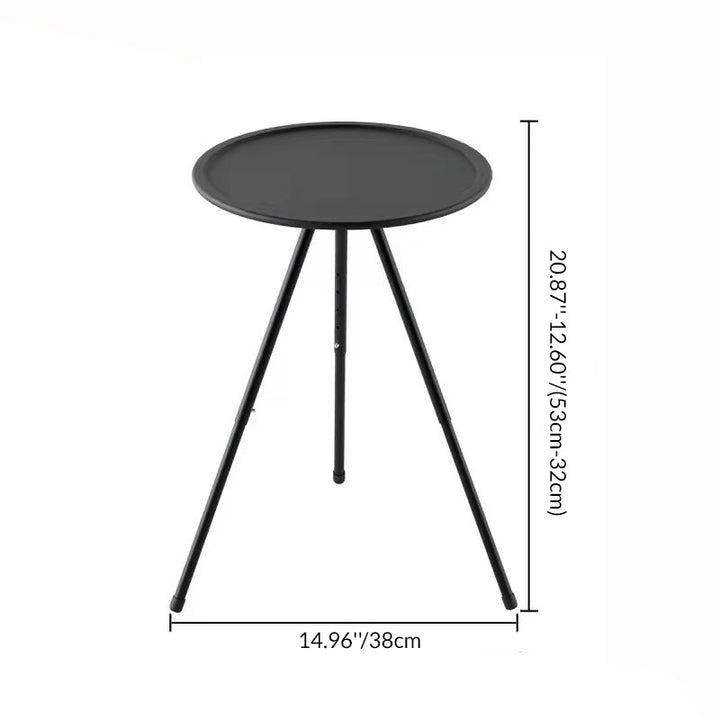 Moderner Minimalistischer Runder Acryl-Nitril-Butadien-Styrol Kunststoff Kohlenstoffstahl Höhe Verstellbarer Faltbarer Beistelltisch 1-Tier Für Außenterrasse | Karnz