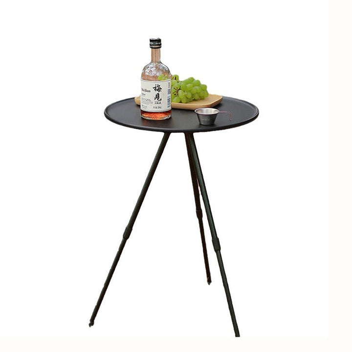 Moderner Minimalistischer Runder Acryl-Nitril-Butadien-Styrol Kunststoff Kohlenstoffstahl Höhe Verstellbarer Faltbarer Beistelltisch 1-Tier Für Außenterrasse | Karnz