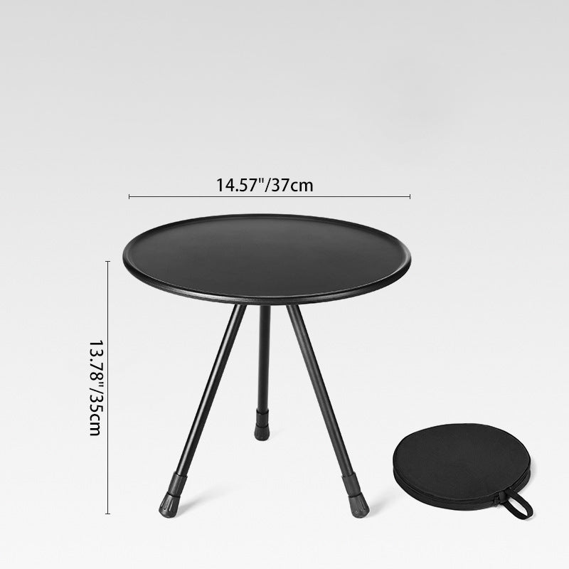 Moderne Einfachheit Aluminiumlegierung ABS Rund Faltbarer Outdoor Kaffeetisch 1-Tablett Taschenlampenhalter für draußen | Karnz