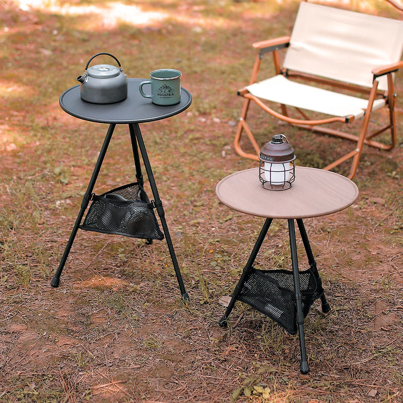 Moderne Einfachheit Aluminiumlegierung ABS Rund Faltbarer Outdoor Kaffeetisch 1-Tablett Taschenlampenhalter für draußen | Karnz