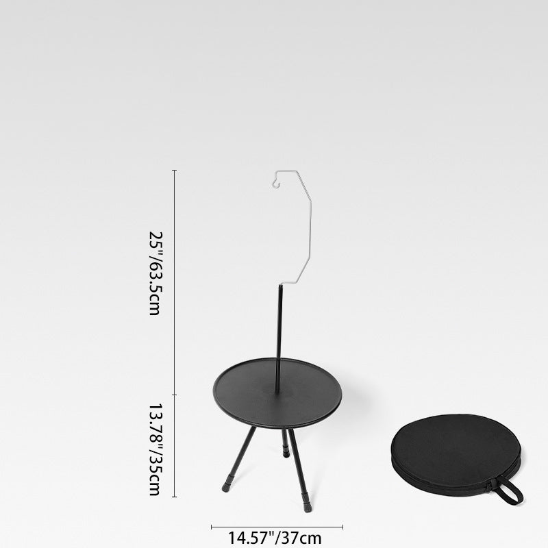 Moderne Einfachheit Aluminiumlegierung ABS Rund Faltbarer Outdoor Kaffeetisch 1-Tablett Taschenlampenhalter für draußen | Karnz