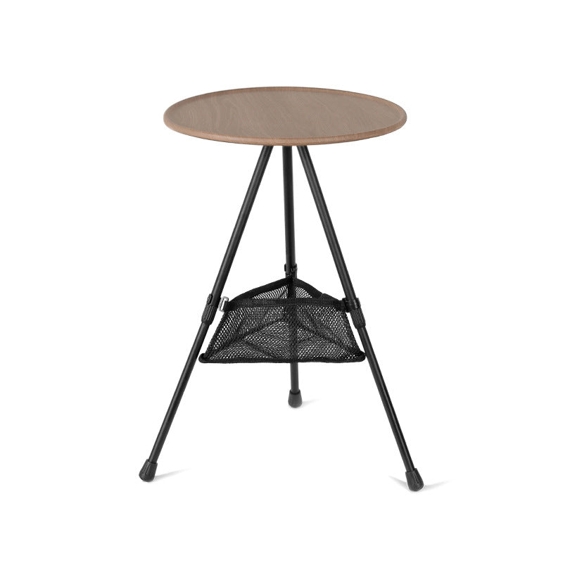 Moderne Einfachheit Aluminiumlegierung ABS Rund Faltbarer Outdoor Kaffeetisch 1-Tablett Taschenlampenhalter für draußen | Karnz