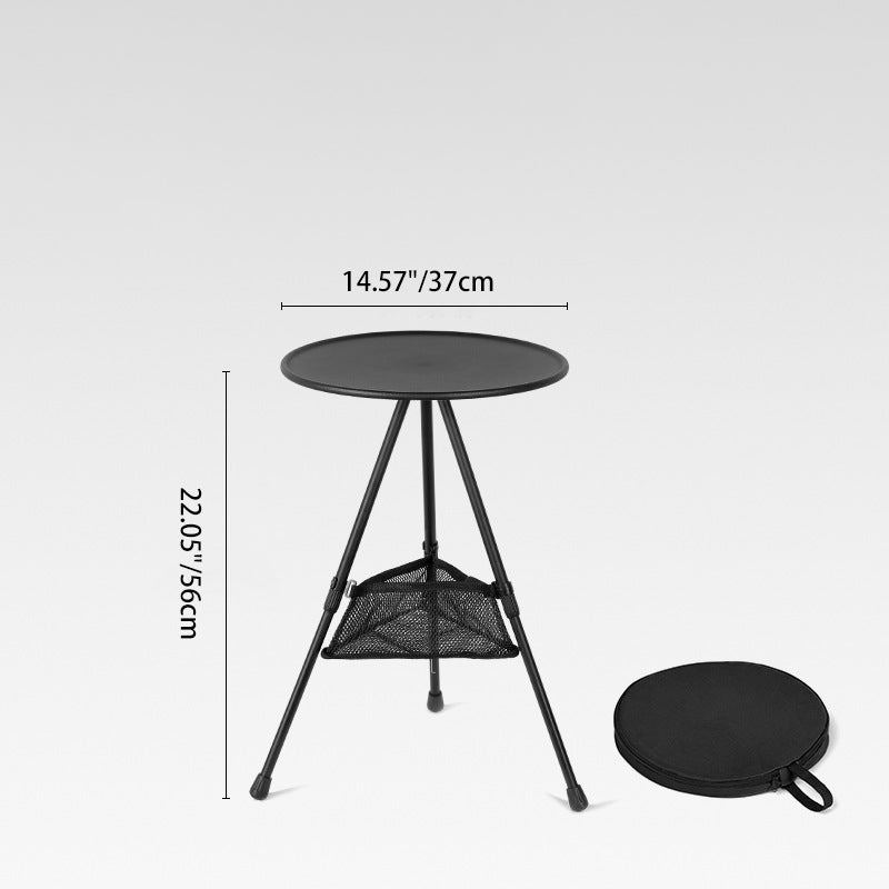 Moderne Einfachheit Aluminiumlegierung ABS Rund Faltbarer Outdoor Kaffeetisch 1-Tablett Taschenlampenhalter für draußen | Karnz