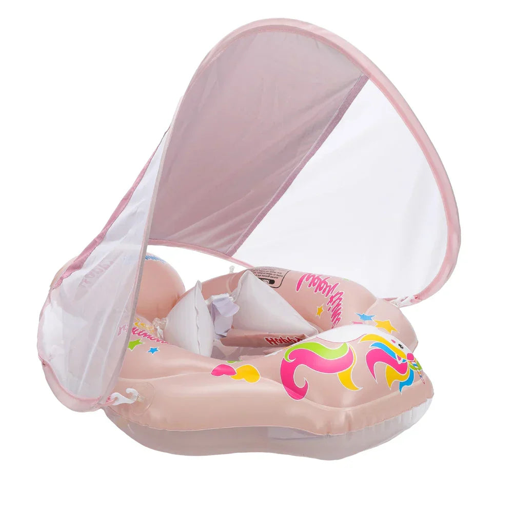 Aufblasbarer Baby-Schwimmring mit Sonnenschutz - Sicher und Komfortabel | Karnz