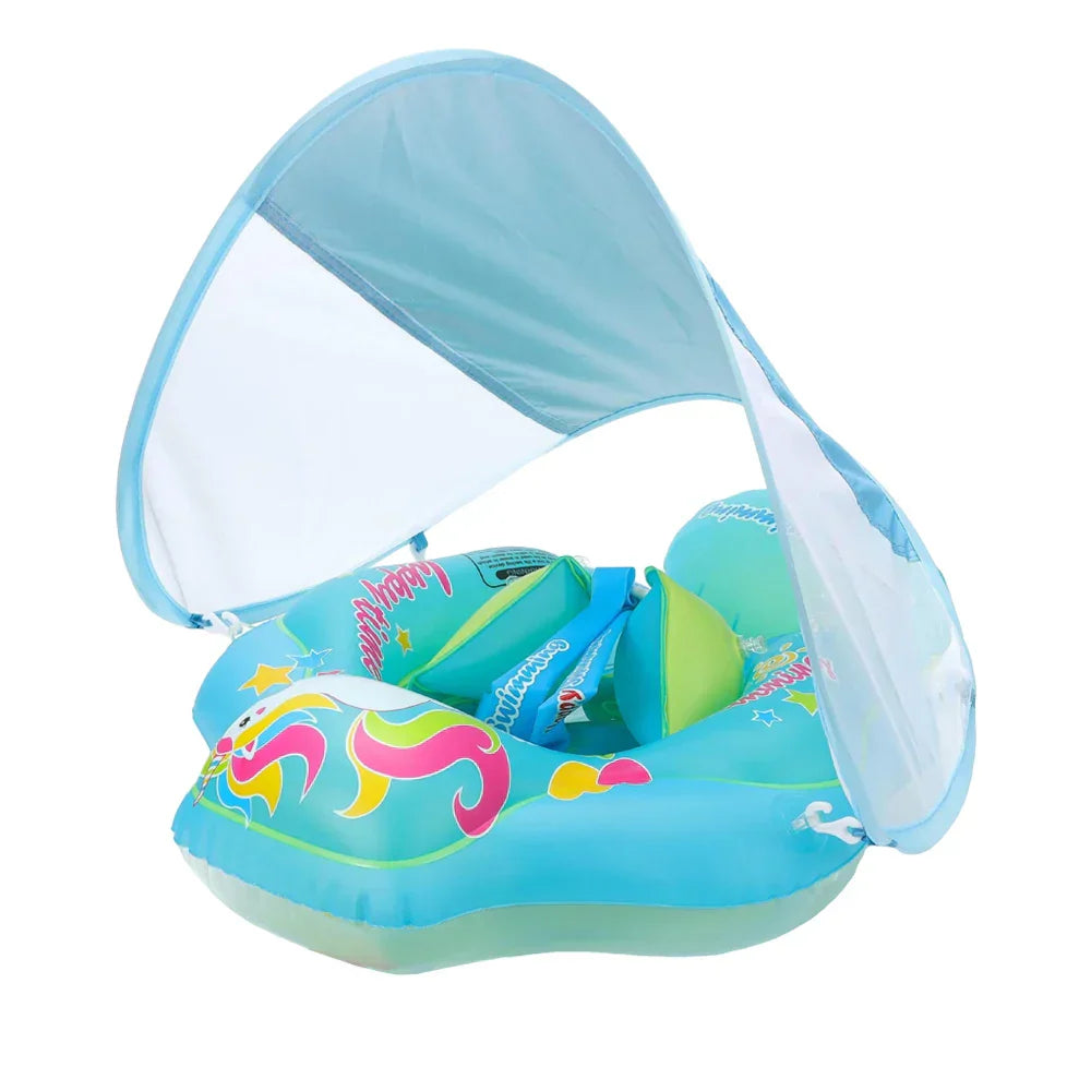 Aufblasbarer Baby-Schwimmring mit Sonnenschutz - Sicher und Komfortabel | Karnz