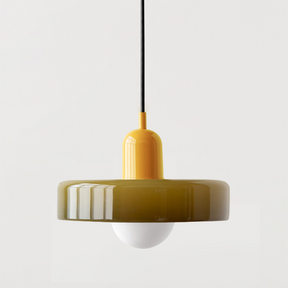 Bunte Glas-Pendelleuchte im Bauhaus-Stil