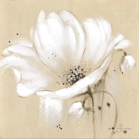 Beige Weiße Blüten Wandkunst Fine Art Leinwanddrucke Moderne Botanische Quadratische Format Florale Bilder Für Wohnzimmer Schlafzimmer Dekor