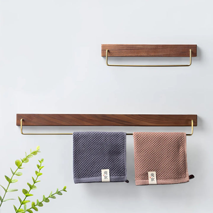 Holz- & Messing-Handtuchhalter für einfache Wandmontage | Karnz