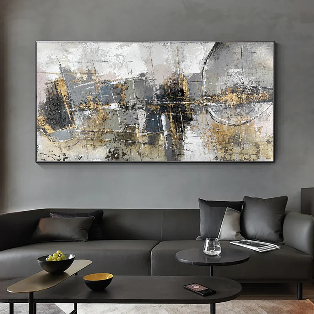 Große Größen zeitgenössische urbane abstrakte Wandkunst Fine Art Leinwanddrucke neutrale Farb Bilder für modernes Apartment Wohnzimmer Home Office Kunst Dekor | Karnz