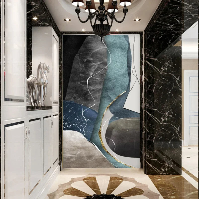 Große Größen Grau Blau Grün Nordisch Geomorph Abstract Wandkunst Feine Kunst Leinwanddrucke Bilder Für Moderne Wohnung Wohnzimmer Eingangsbereich Kunst Dekor | Karnz