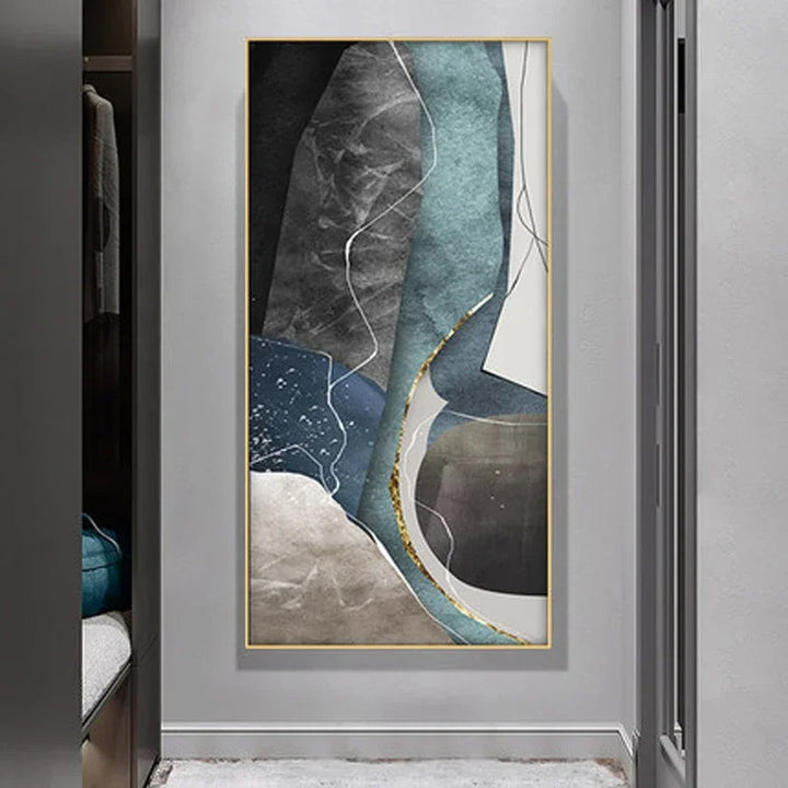 Große Größen Grau Blau Grün Nordisch Geomorph Abstract Wandkunst Feine Kunst Leinwanddrucke Bilder Für Moderne Wohnung Wohnzimmer Eingangsbereich Kunst Dekor | Karnz