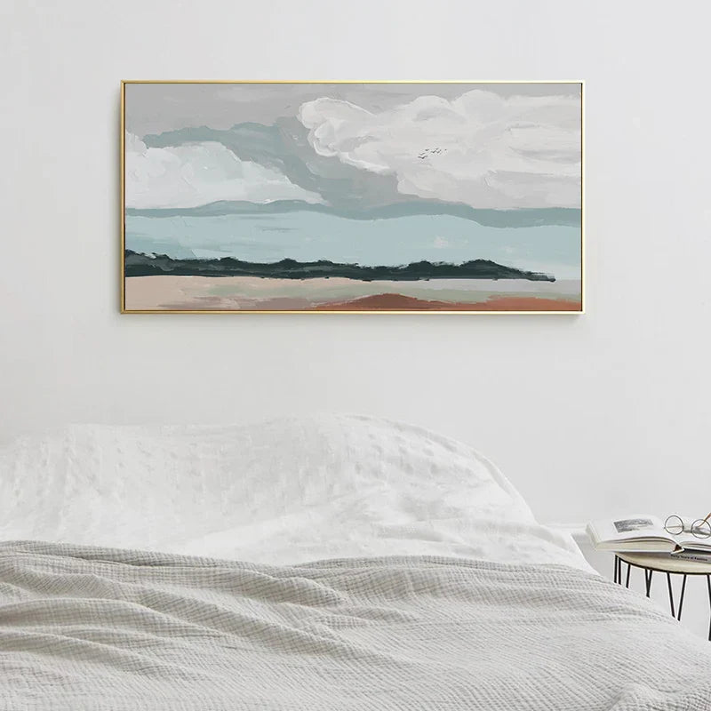 Big Sky Abstracte Landschaft Wandkunst Fine Art Leinwanddruck Neutrale Farbaufnahme Für Modernes Apartment Wohnzimmer Nordisches Bild Für Über Dem Bett