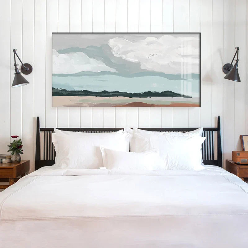 Big Sky Abstracte Landschaft Wandkunst Fine Art Leinwanddruck Neutrale Farbaufnahme Für Modernes Apartment Wohnzimmer Nordisches Bild Für Über Dem Bett