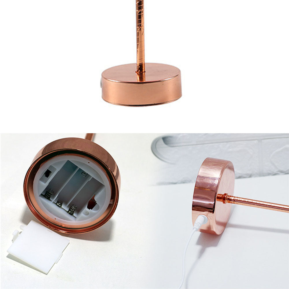 Strauß Nachtlicht | Exzentrische Lampe mit Federn & Roségold-Basis | Karnz