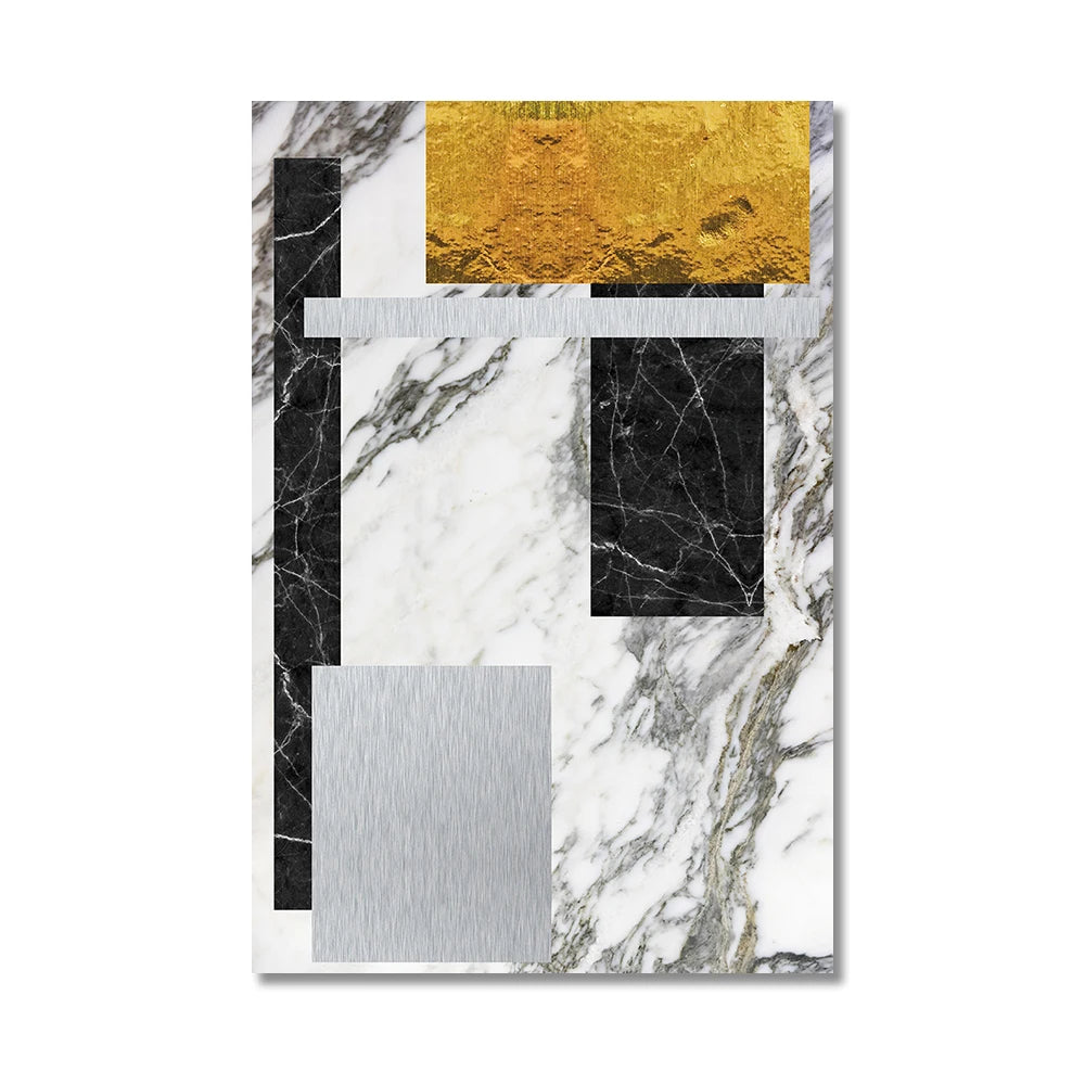 Schwarze Goldene Blockmarmor Abstrakte Wandkunst Feine Kunst Leinwanddrucke Moderne Geometrische Bilder Für Wohnzimmer Büro Kunst Dekor
