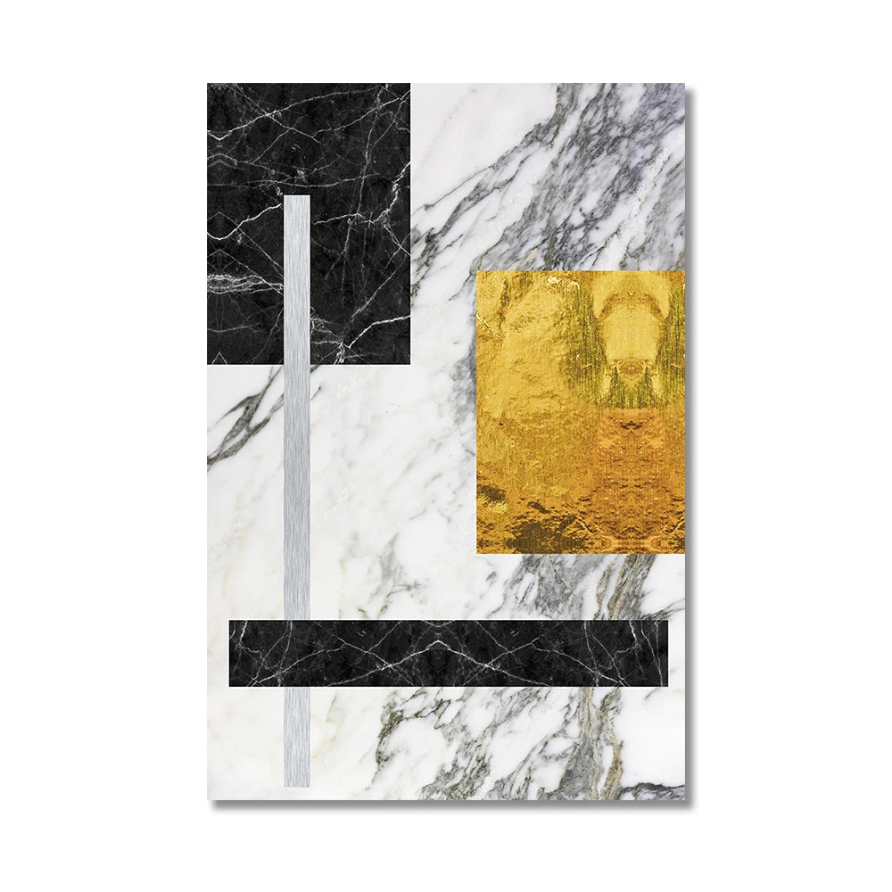 Schwarze Goldene Blockmarmor Abstrakte Wandkunst Feine Kunst Leinwanddrucke Moderne Geometrische Bilder Für Wohnzimmer Büro Kunst Dekor