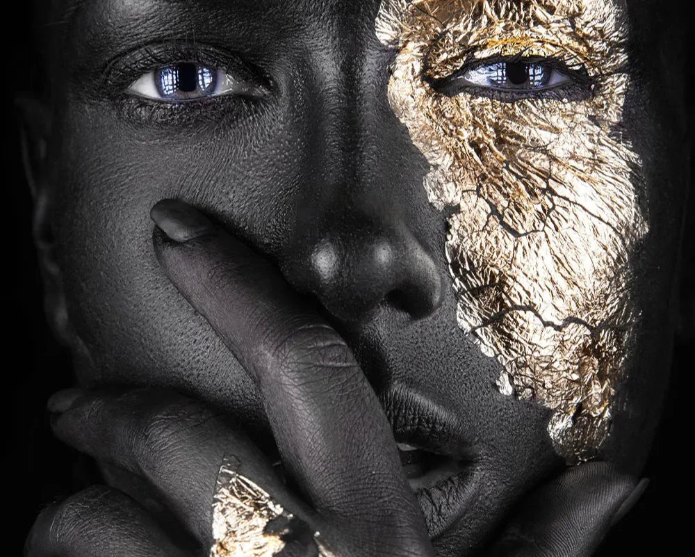 Schwarze Goldene Afrikanische Frau Poster Wandkunst Fine Art Leinwand Druck Porträt Bild Für Modernes Apartment Wohnzimmer Inneneinrichtung