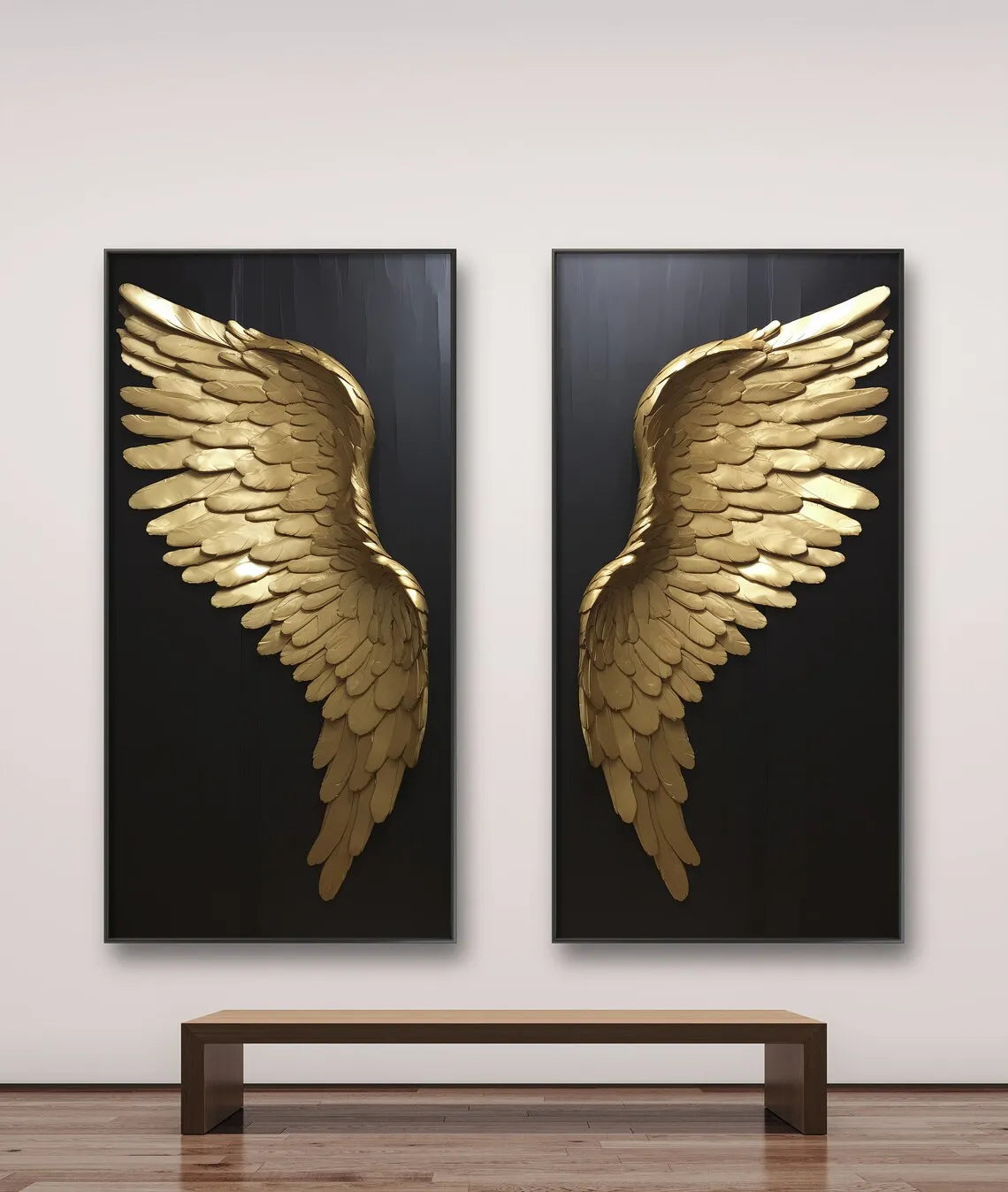 Große Größen Goldene Traum Engel Flügel Wandkunst Feine Kunst Leinwanddrucke Bilder Für Modernes Apartment Wohnzimmer Leichte Luxus Boutique Mode Haus Kunst Dekor