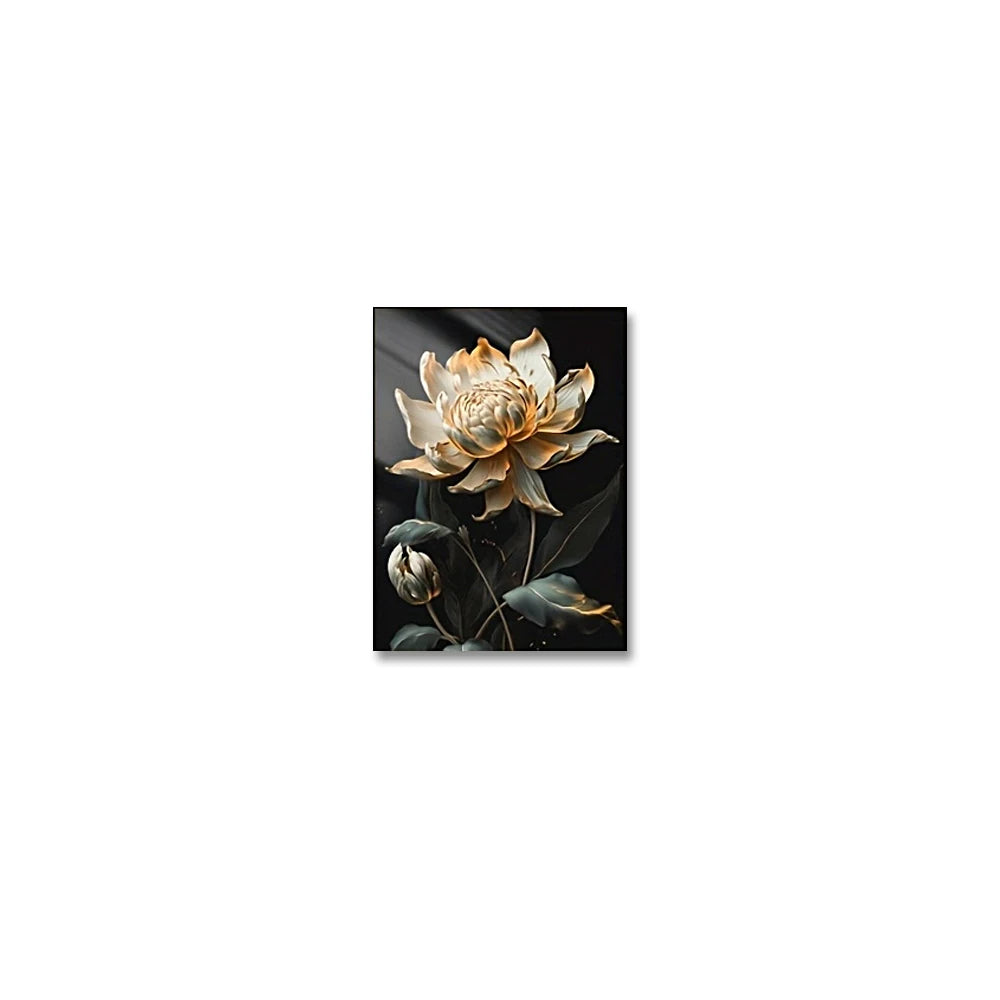 Schwarze Goldene Florale Wandkunst Feine Kunst Leinwanddrucke Moderne Botanische Bilder Für Wohnzimmer Schlafzimmer Leichte Luxus Wohnkultur