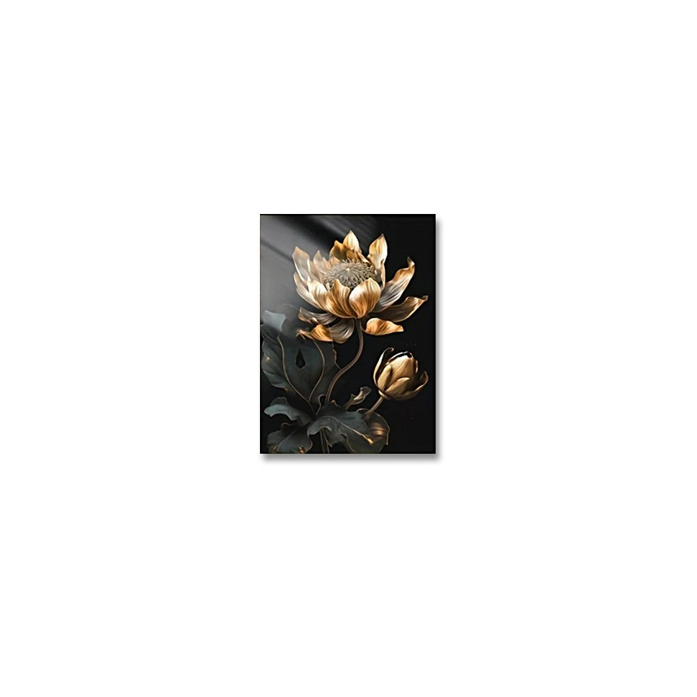 Schwarze Goldene Florale Wandkunst Feine Kunst Leinwanddrucke Moderne Botanische Bilder Für Wohnzimmer Schlafzimmer Leichte Luxus Wohnkultur