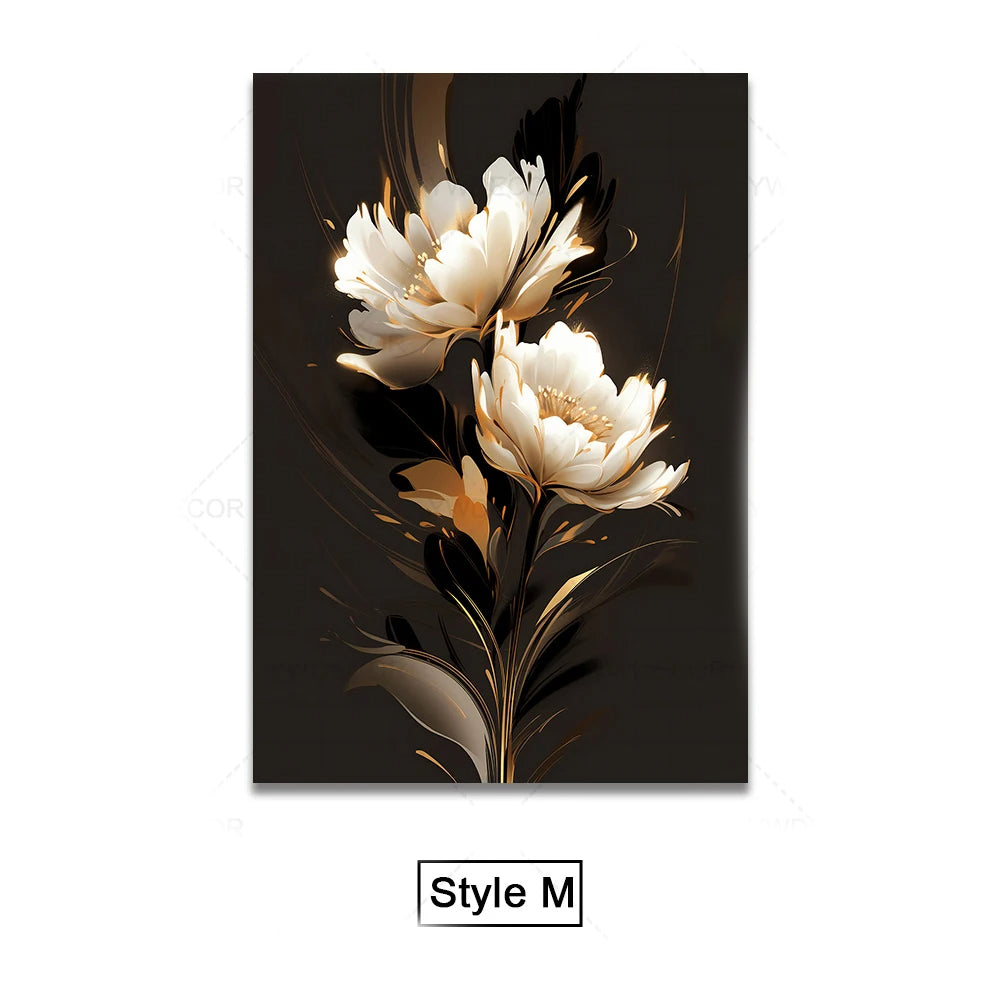 Schwarze Goldene Tropische Blätter Wandkunst Feine Kunst Leinwanddrucke Moderne Botanische Bilder Für Luxuriöses Wohnzimmer Esszimmer Home Office Dekor | Karnz