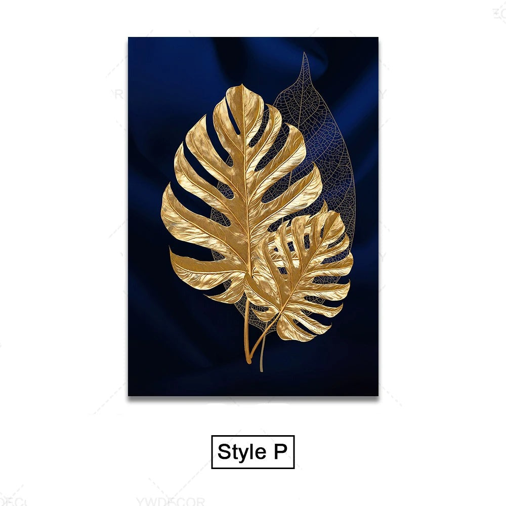 Schwarze Goldene Tropische Blätter Wandkunst Feine Kunst Leinwanddrucke Moderne Botanische Bilder Für Luxuriöses Wohnzimmer Esszimmer Home Office Dekor | Karnz
