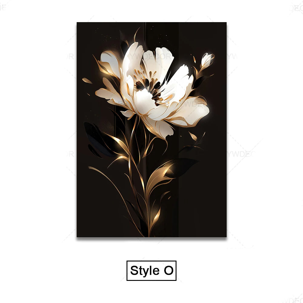 Schwarze Goldene Tropische Blätter Wandkunst Feine Kunst Leinwanddrucke Moderne Botanische Bilder Für Luxuriöses Wohnzimmer Esszimmer Home Office Dekor | Karnz