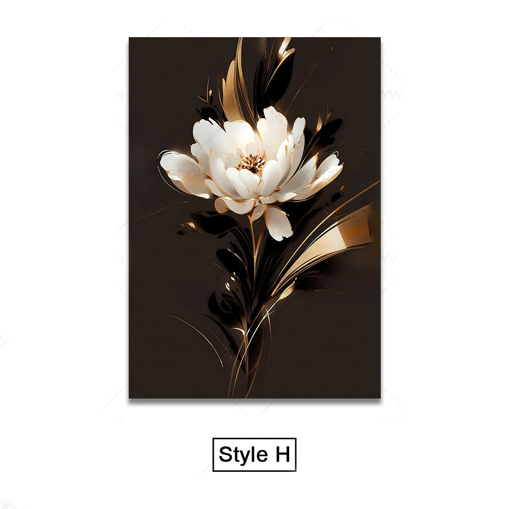 Schwarze Goldene Tropische Blätter Wandkunst Feine Kunst Leinwanddrucke Moderne Botanische Bilder Für Luxuriöses Wohnzimmer Esszimmer Home Office Dekor | Karnz