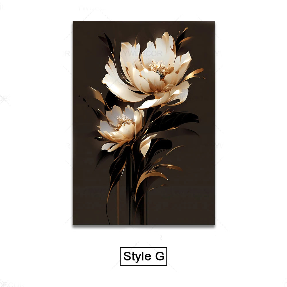 Schwarze Goldene Tropische Blätter Wandkunst Feine Kunst Leinwanddrucke Moderne Botanische Bilder Für Luxuriöses Wohnzimmer Esszimmer Home Office Dekor | Karnz
