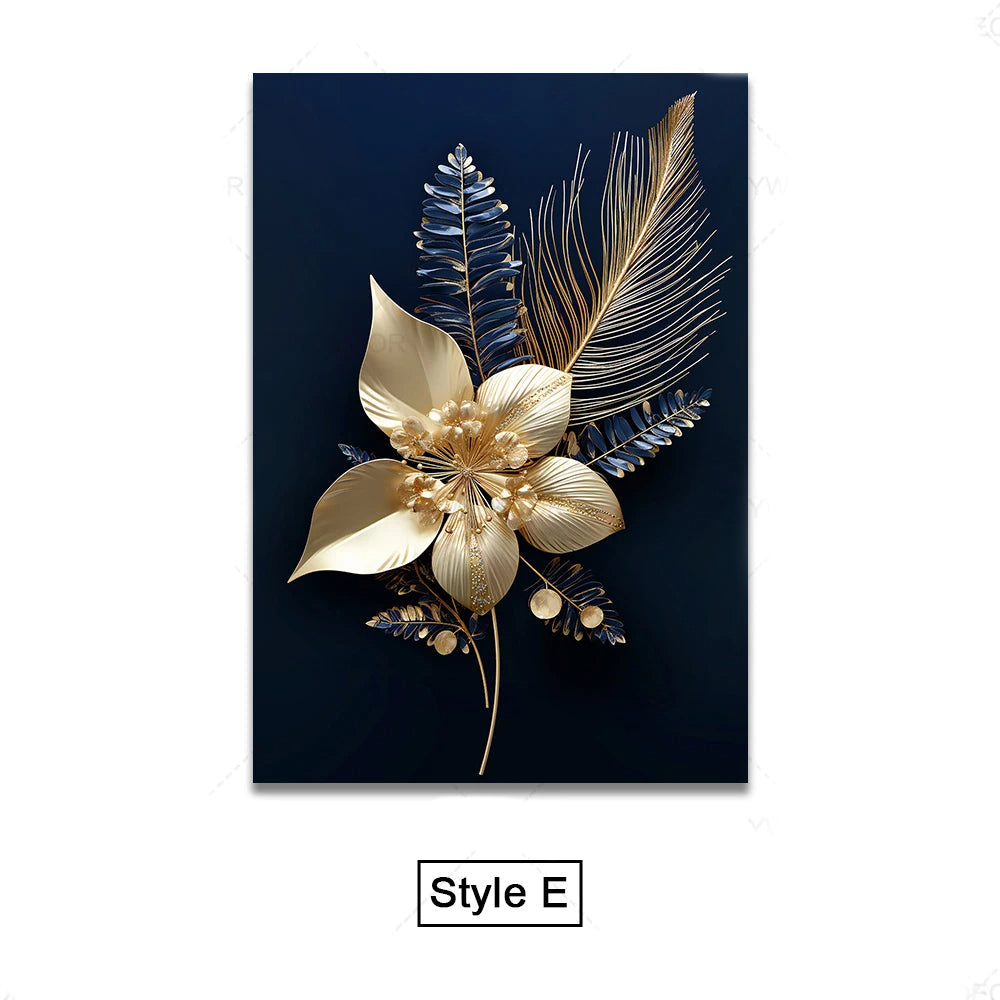 Schwarze Goldene Tropische Blätter Wandkunst Feine Kunst Leinwanddrucke Moderne Botanische Bilder Für Luxuriöses Wohnzimmer Esszimmer Home Office Dekor | Karnz