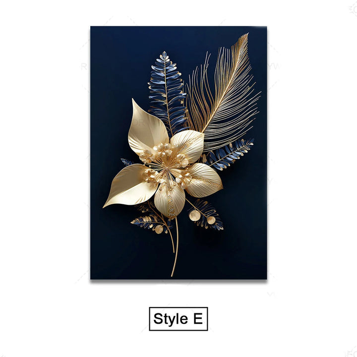 Schwarze Goldene Tropische Blätter Wandkunst Feine Kunst Leinwanddrucke Moderne Botanische Bilder Für Luxuriöses Wohnzimmer Esszimmer Home Office Dekor | Karnz